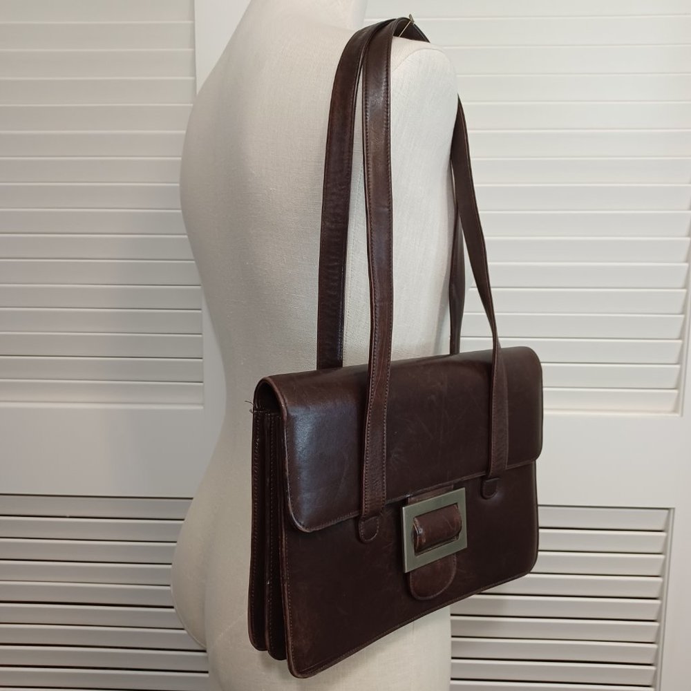Johnny Farah Vintage Brown Leather Shoulder Bag - Picture 10 of 13